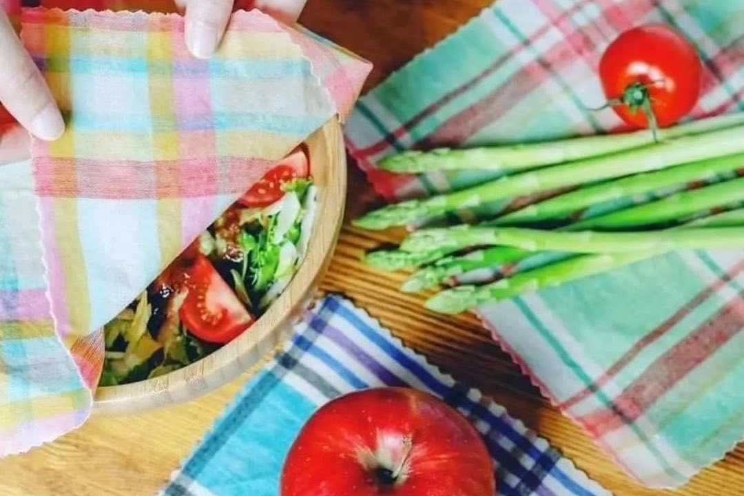 山梨県伝統織物で作るリネン蜜蝋ラップS・M・L3枚セット